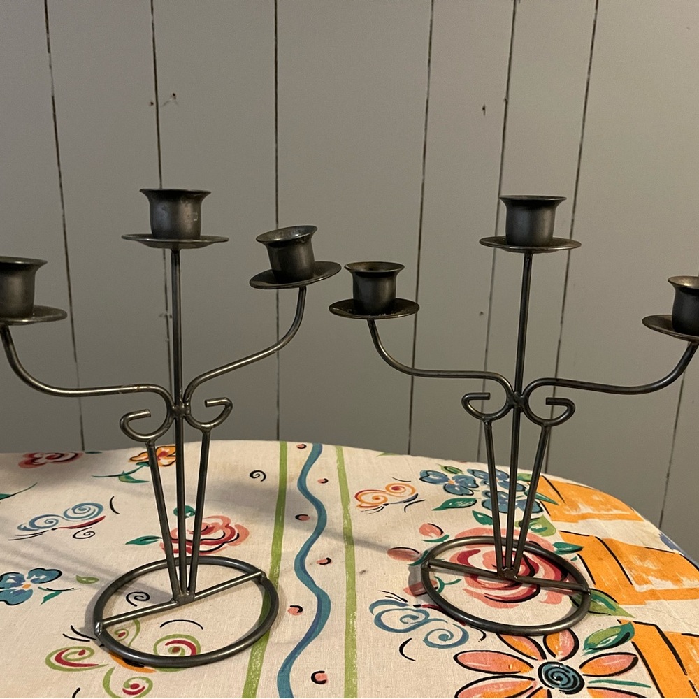 Elegant Black Metal Candelabra Set